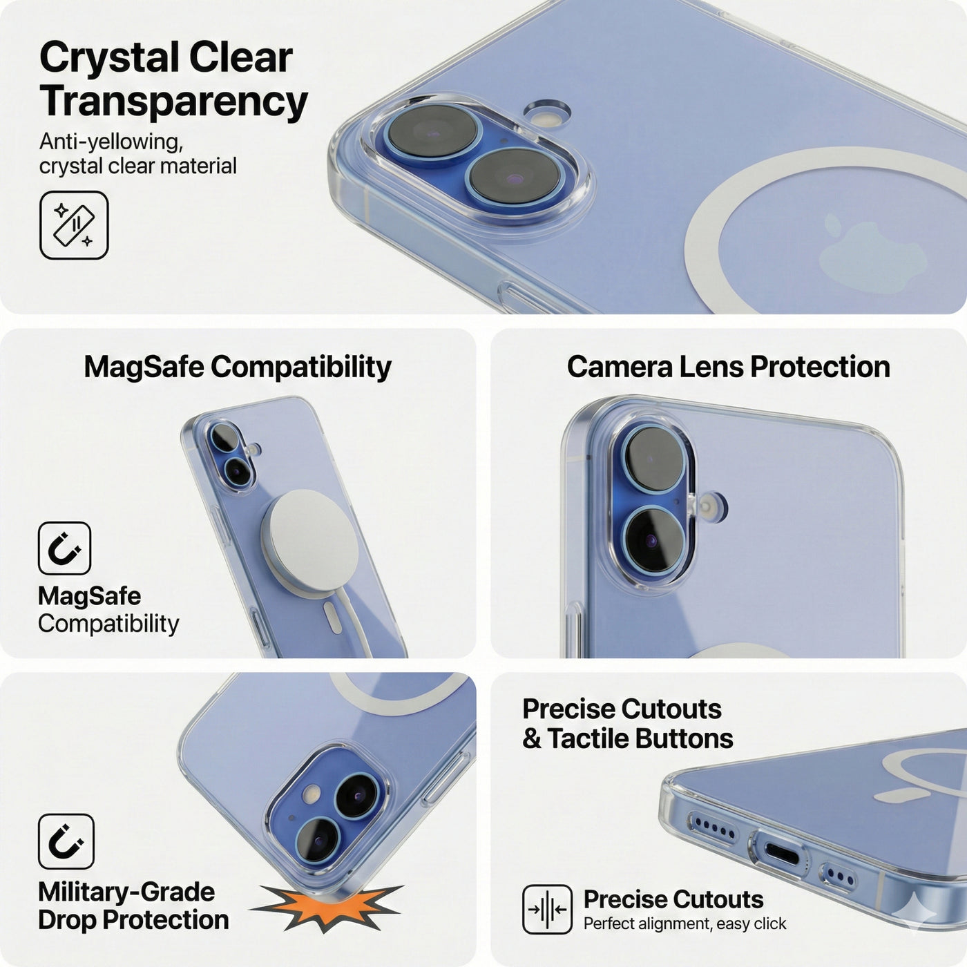 vcase ClearMag Edge Frosted MagSafe Case for iPhone 16